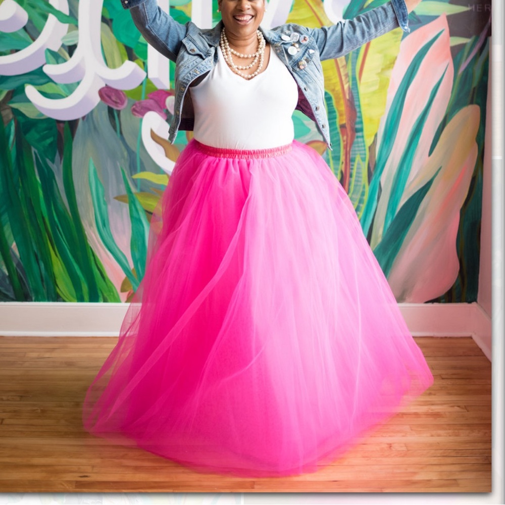 Fuchsia maxi tulle skirt